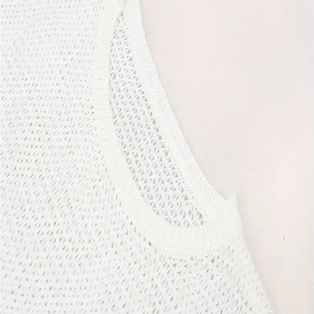 White Knit Fringe Coverup